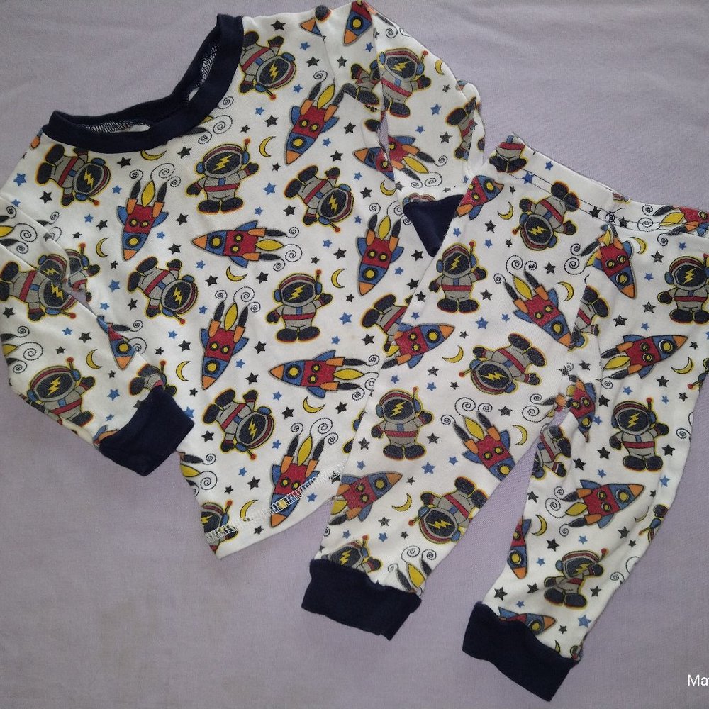 Infant pajama 2-piece set, astronaut/rockets, 12M